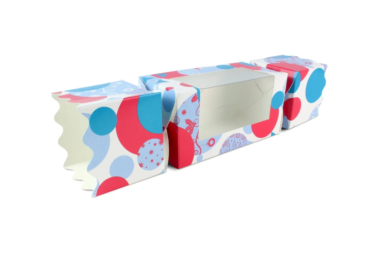 Christmas cracker gift paper packaging bath set Xmas Festive No snap cracker with clear PET window