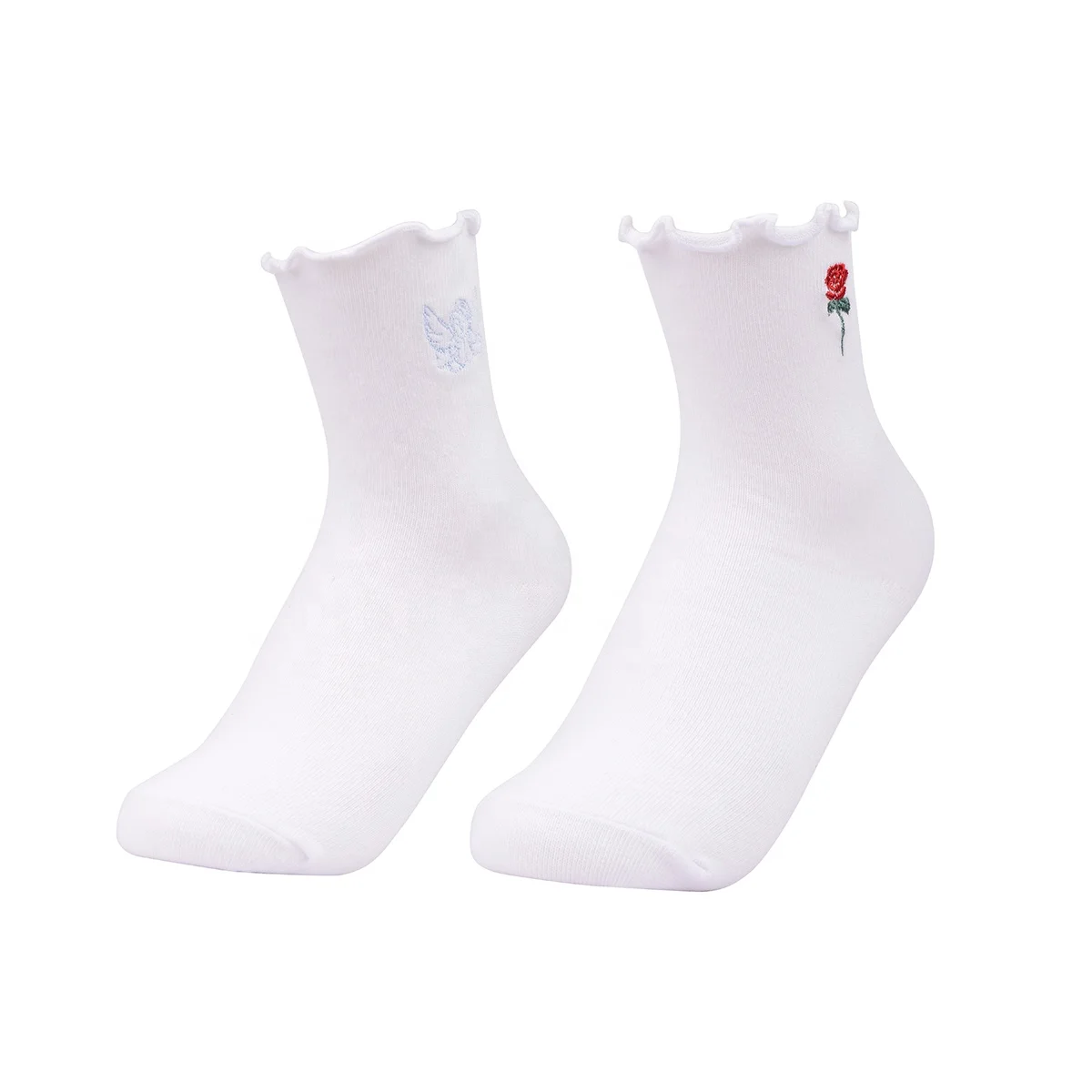 popular creative angel rose pattern white socks china