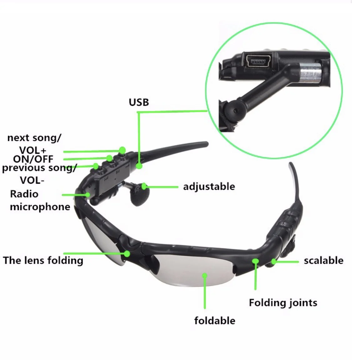  Smart BT Cycling Sunglasses Sport Music Outdoor Riding Wireless Earphone Bike Polarized Lens Sun Glasses Headphone With