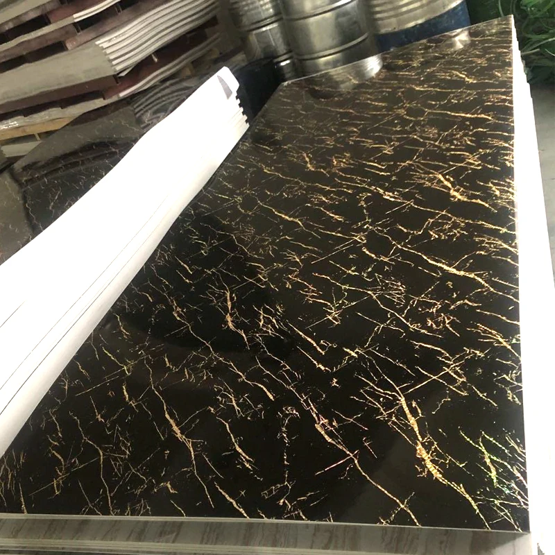 Goldensign top manufacturer high quality 1.5mm pvc marble sheet UV pvc glossy marble panel