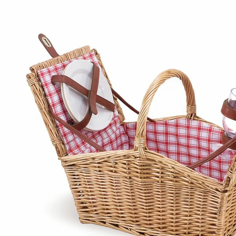 Eco-friendly Handmade Hamper Wicker Willow Storage Picnic Basket for 2 person