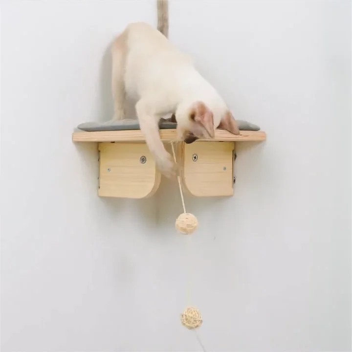 AFP Wall Mounted Cat Climbing Furniture Corner Platform Space-saving Durable Plywood Soft Cushion Cat Jumping Platform For Play