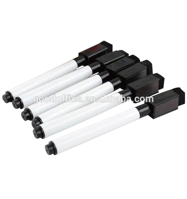 High quality 11*1cm black ink whiteboard marker pen with Hair brush