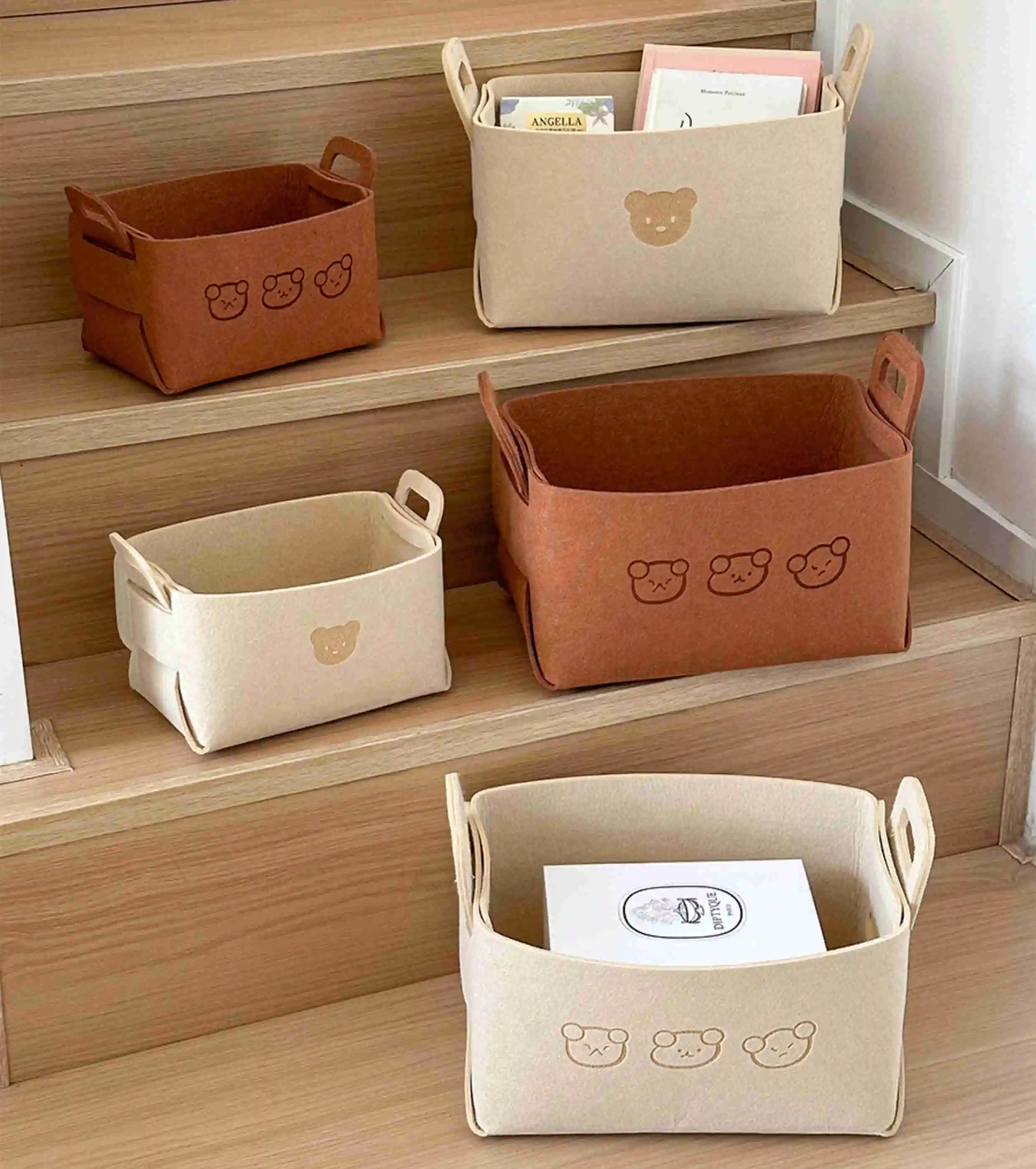 Cute Design Multi-functional and foldable living room storage organization bag felt storage box for home decoration