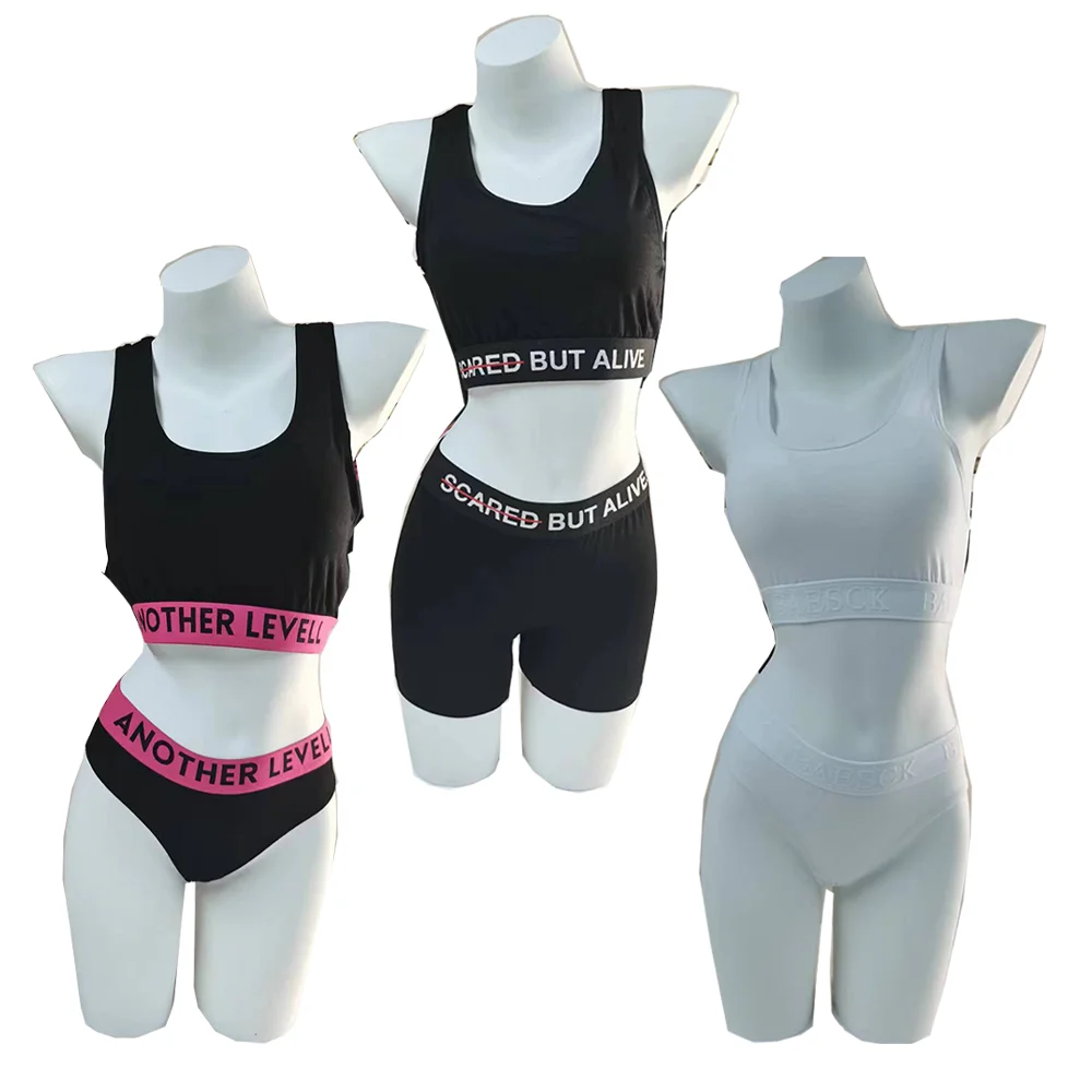 Women V Neck Bra And Thong Brief Panties Set Custom Logo Two-piece Sexy Lingerie Set