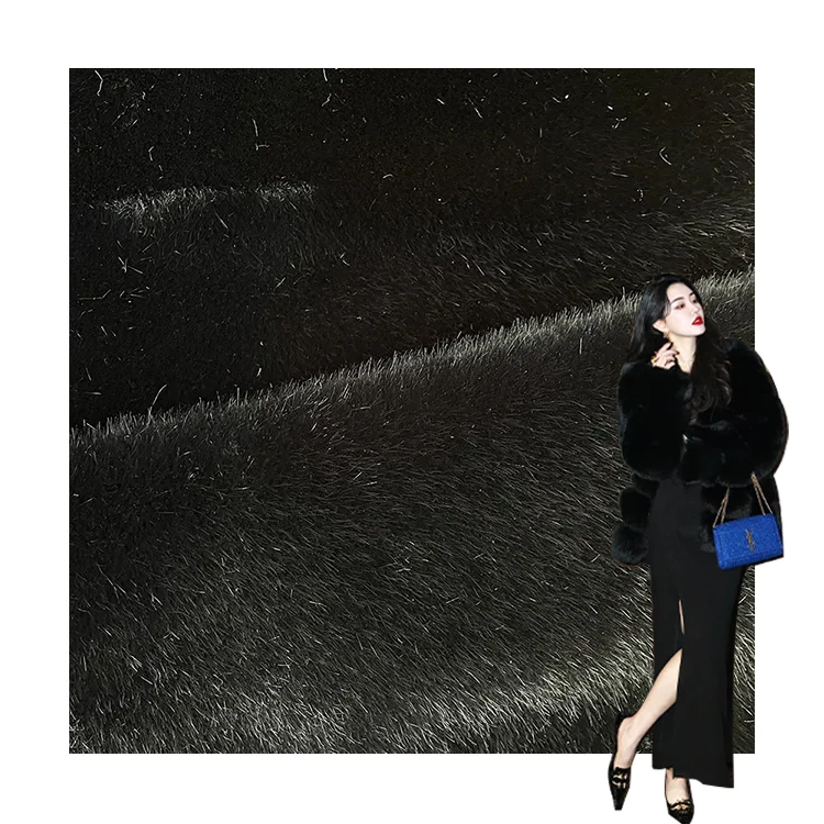Фабричная настраиваемая вязаная теплая антистайтическая мягкая Роскошная соединенная ткань из искусственного меха однотонная пушистая замшевая ткань