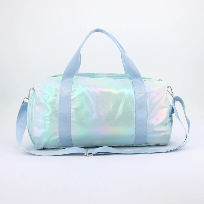 Custom Yoga Gym Travel Sneaker Storage Bag Holographic Gym Sport luxury Duffle Bag Weekender Overnight Bag for women