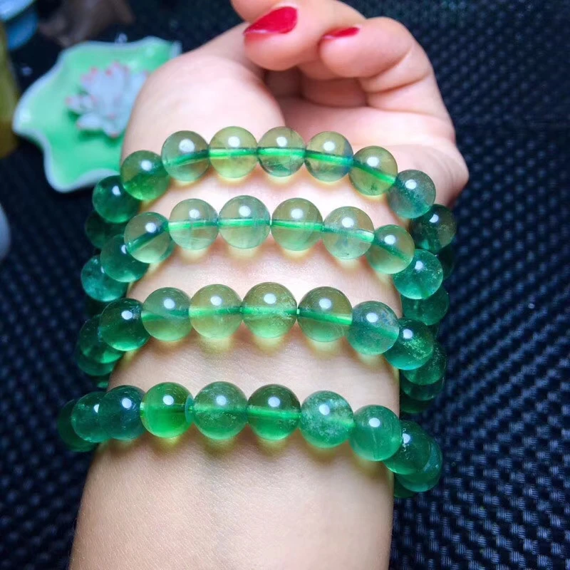 Wholesale natural crystal 8.5mm green fluorite bead Bracelet