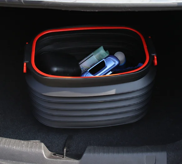 37L Large volume square wash bucket telescopic trash  bin waterproof car garbage can car organizers in car foldable wash bucket