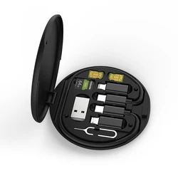2022 Creative 6 in 1 Phone Holder Eject Pin Multi-Type Micro Card Type C Micro USB Adapter Cable Conversion Portable Storage Box