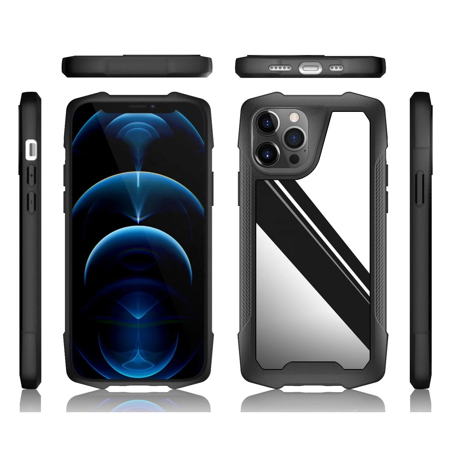 Black Armor Style Phone Cases for iPhone 13 12 pro max xr 11 Impact-Resistant Shockproof Man Phone Cover