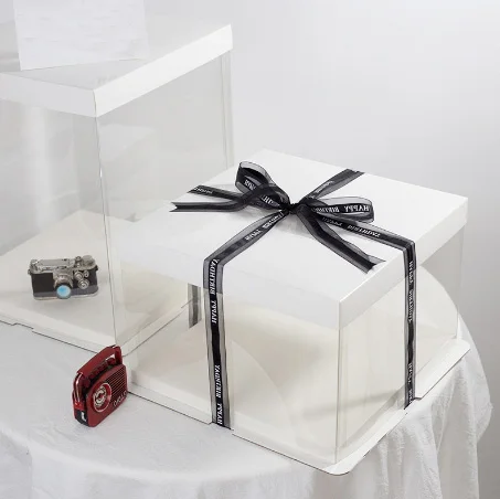 4 6 8 10 12 Tall Wedding Cake Boxes Clear Square Cake Box Packaging Tall Clear Cake Boxes Wholesale