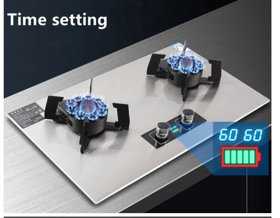 Zhongshan huachu make 2 burner SS panel folding gas hob foldable burner built-in gas stove