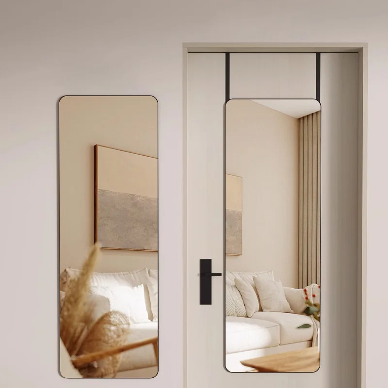 Hot Selling Black White Gold Metal Framed Full Body Hanging Door Mirror finished Over the Door Mirror