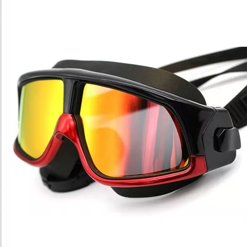 Очки для гидроплавания большого размера, зеркальные плавательные очки с цветным покрытием, незапотевающие, с защитой от УФ-излучения, силиконовые, унисекс, для взрослых