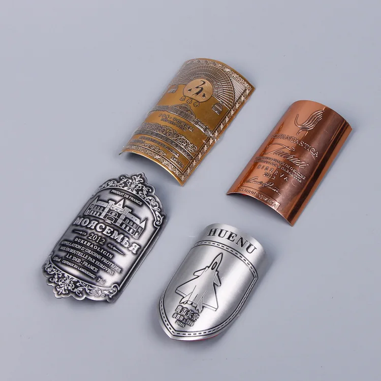 Custom Durable Senior factory Embossed Logo with Adhesive Gold Metal/Aluminum Label Sticker for wine