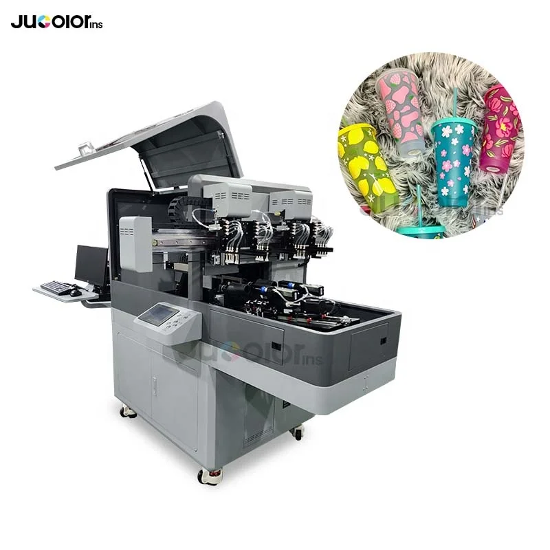 Jucolor Double Station  UV Tumbler Printer 360 Rotary Print for Steel Plastic Glass Bottles