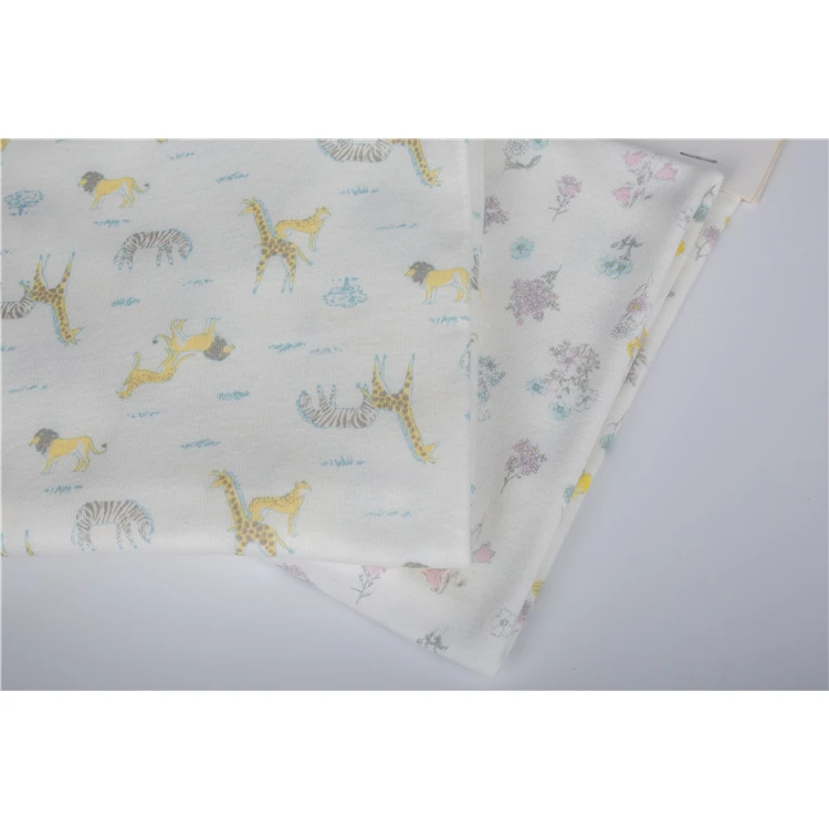 high quality custom Printed muslin knitted fabric 100% cotton for Neckline