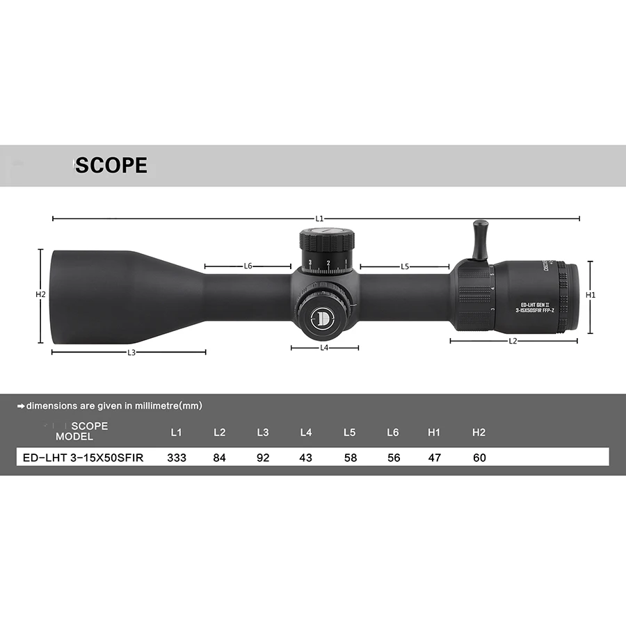 DISCOVERYOPT ED-LHT GEN2 3-15X50SFIR FFP Zero Stop Red Reticle Tactical Optical Sight Hunting Scope