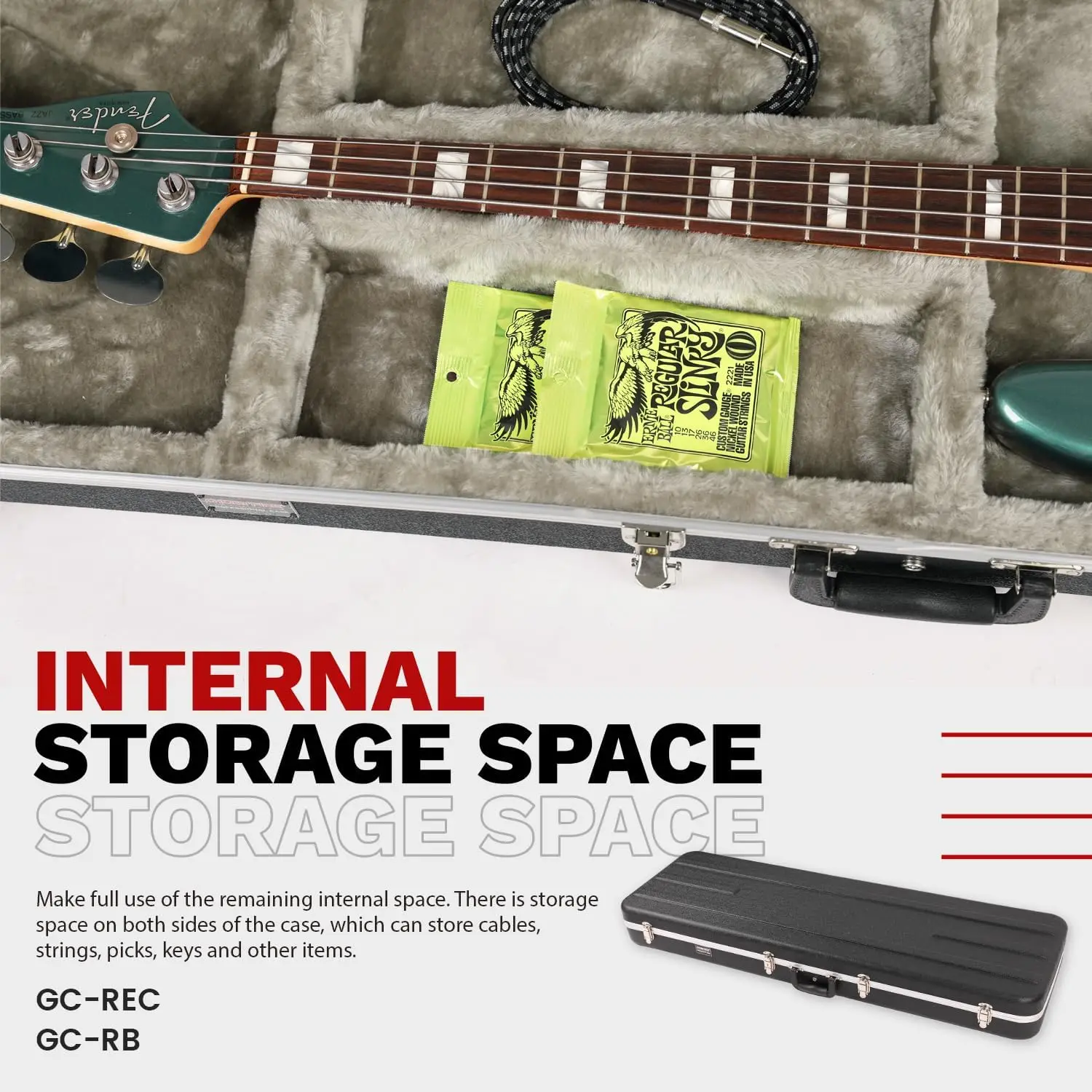 GHOSTFIRE Super Thick ABS Molded Case Box Instrument Hard-Shell Electric Guitar Bass Case for Precision/Jazz (Bass)