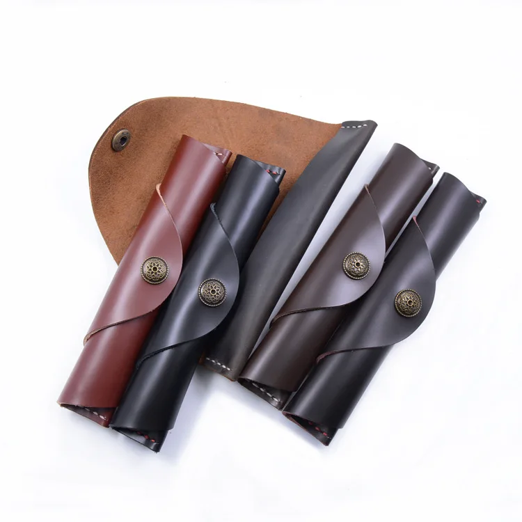 
Genuine Leather Sleeve Roll Up Pen Holder,Pocket and Travel Organizer with Zipper Pen Pouch case 