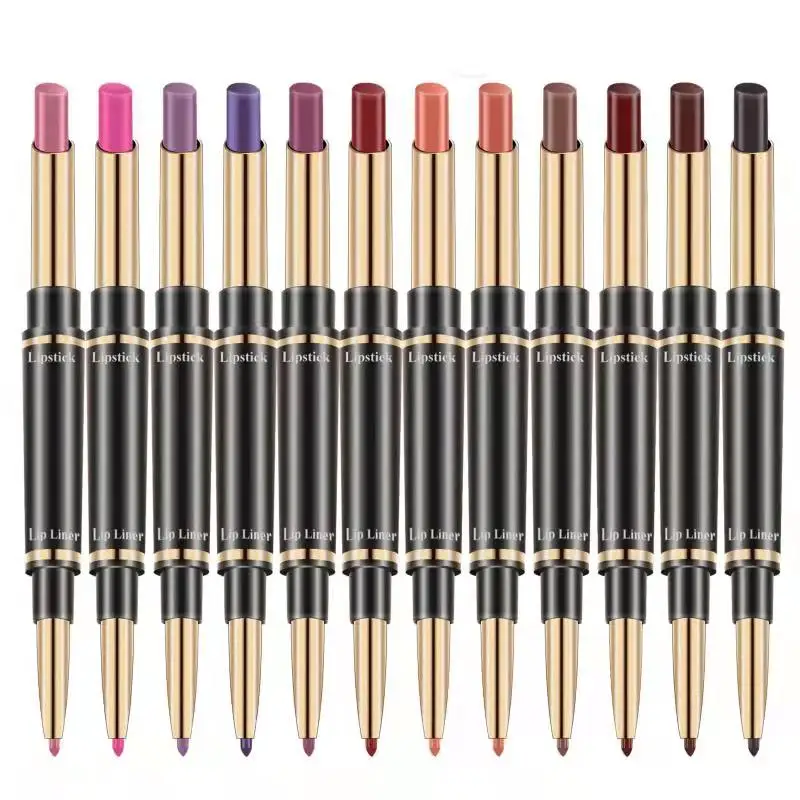 Ready To Ship 2022 High Pigment vegan Matte nude velvet lipstick Custom Logo organic 2 in 1 Lipstick cute