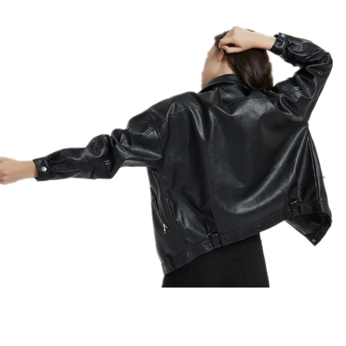 Высококачественные красивые Куртки из искусственной кожи с отложным воротником для девушек женские куртки