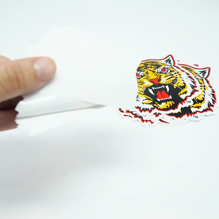 wholesale personalized custom logo vinyl adhesive waterproof sticker making logo 100pcs die cut stickers split backing