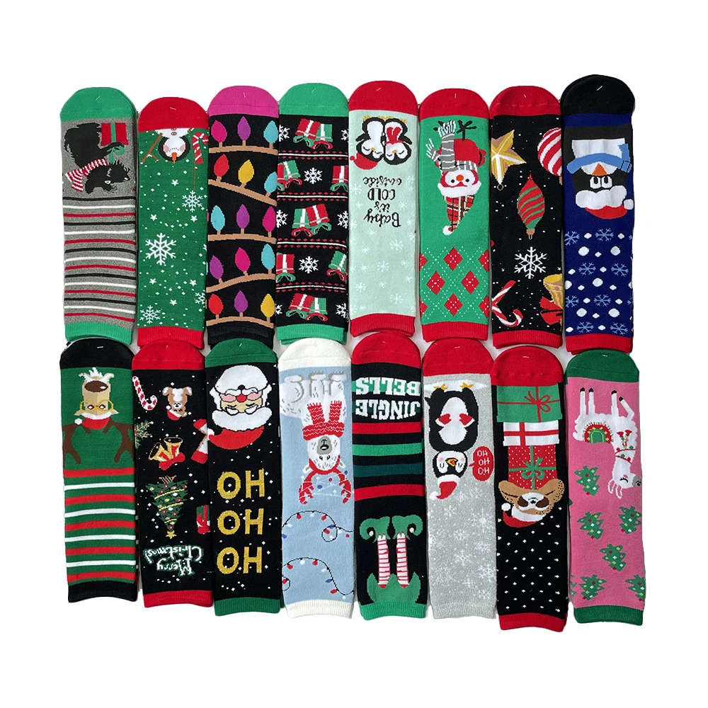 2024 New Arrival winter Novelty colorful custom cotton animal 3d knit merry christmas socks
