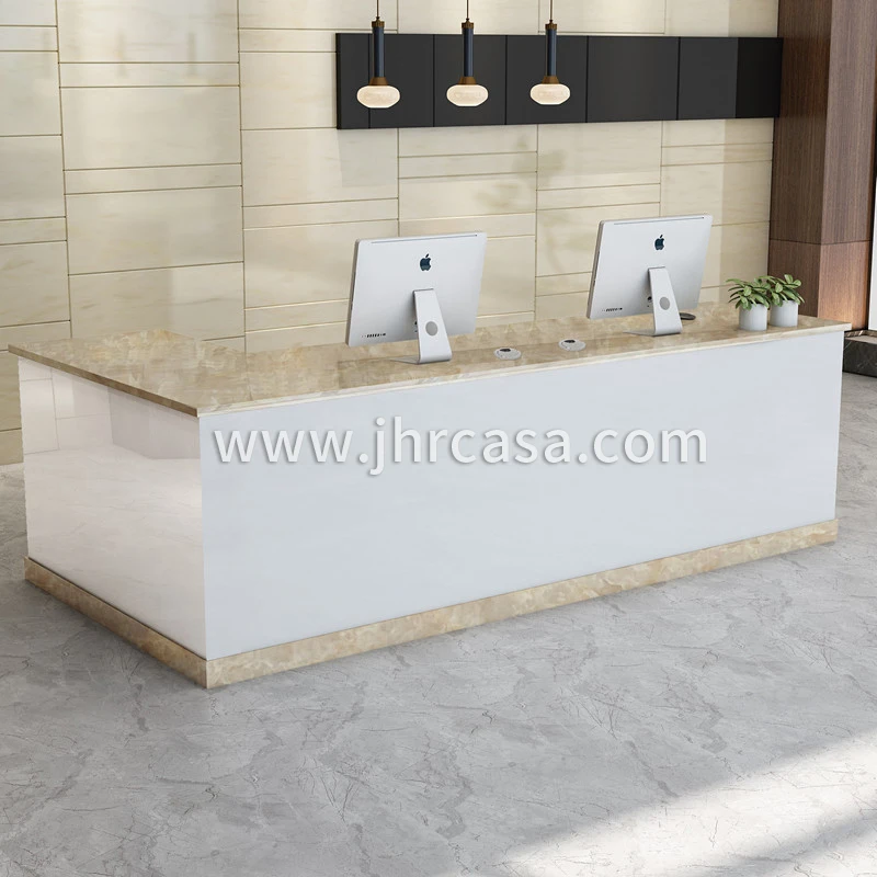 L Shaped Office Front Reception Desk Table Wooden Checkout Counter For Beauty Nail Salon