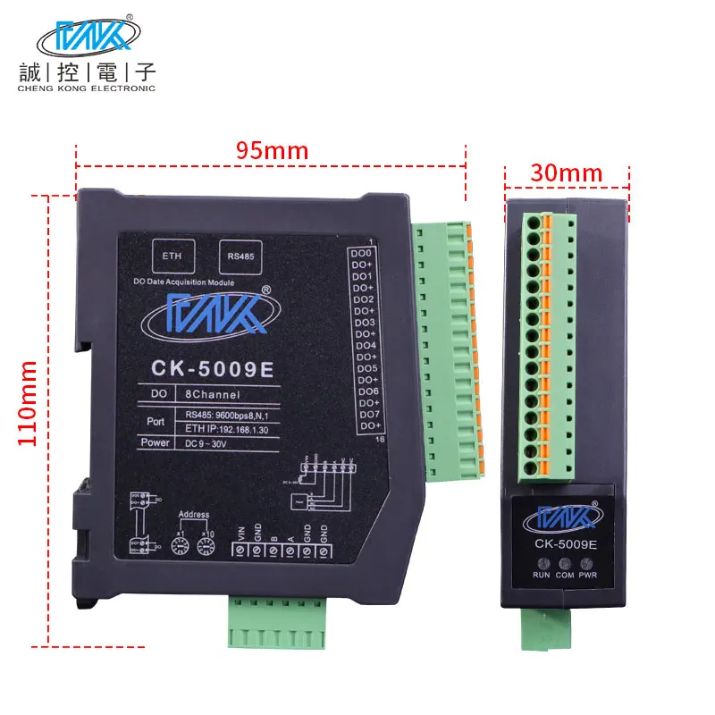 CK-5009E 8-channel switch output module Ethernet RS485modbus-RTU 8DO relay remote IO module