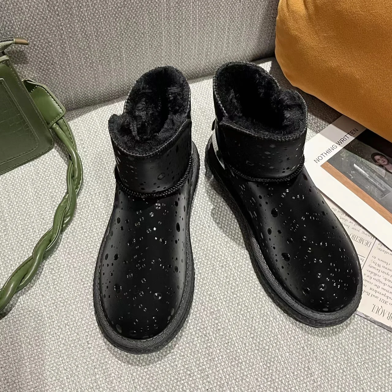 Classics Snow Sheepskin Winter Boots Sheepskin Leather Mid Calf Fur Genuine Australia Lined Warm Outdoor for Women Pink Fashion