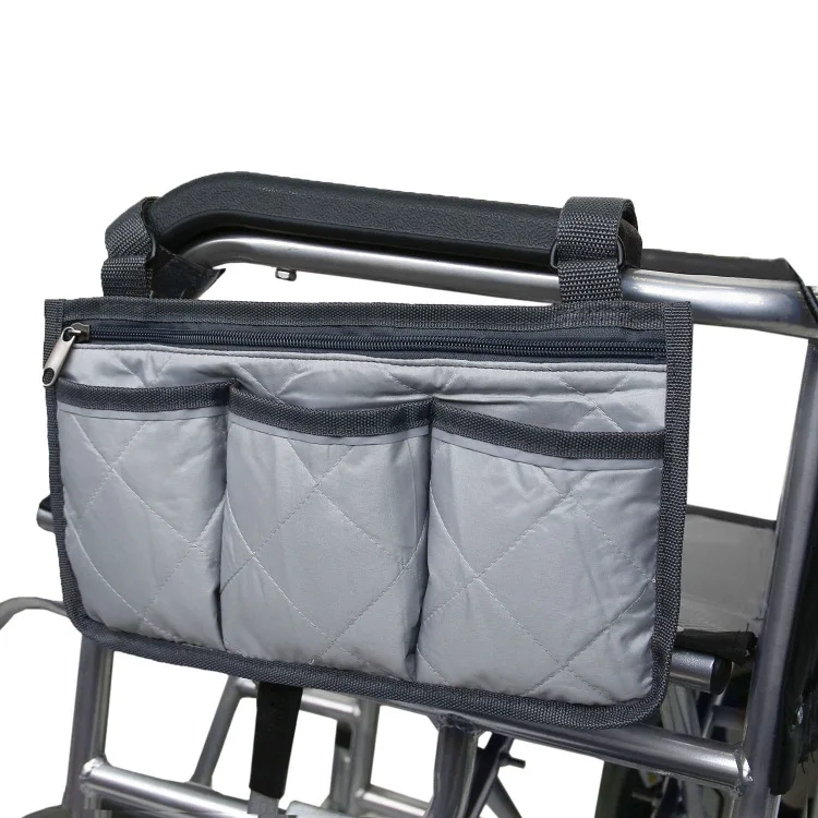 Custom 3 pocket walkers rollator hanging organizer zipper wheelchair side bag