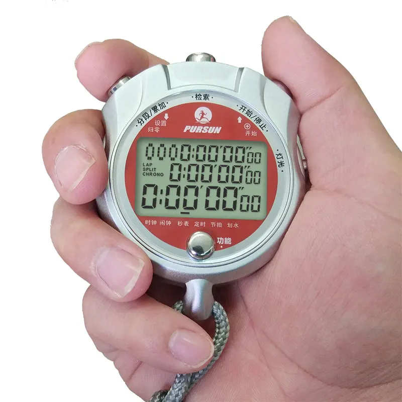Waterproof Metal Multifunctional Sports Stopawtch Water Resistant 200 Memory Lap Split Time 1/100 Second Luminous Stopwatch
