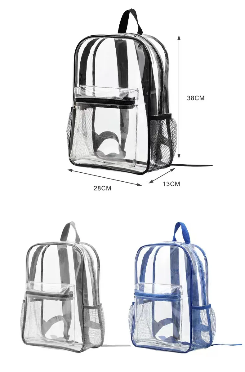 Wholesale Custom Outdoor Waterproof Backpack Pvc Transparent Makeup Beach School Bag Clear Backpack