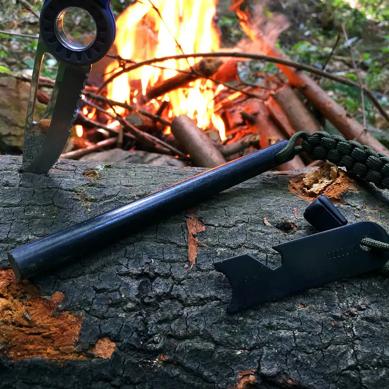 10x100mm large fire starter Emergency Magnesium Fire Starter Ferrocerium Ferro Rod with bracelet  whistle