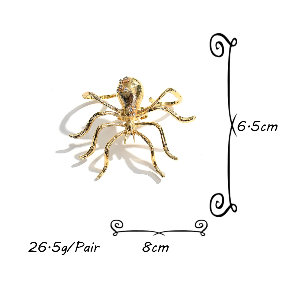 Exaggerated Gold Opening Rings Women Statement Metal Spider Animals Big Trendy Fashion Party Jewelry Engagement Alloy Material