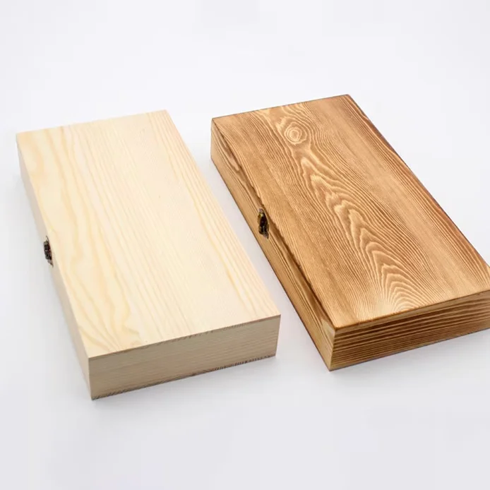 High Quality custom rectangular clamshell box Handcrafted Storage Wooden Box Personalized Pine Keepsake box for Home Love Gift