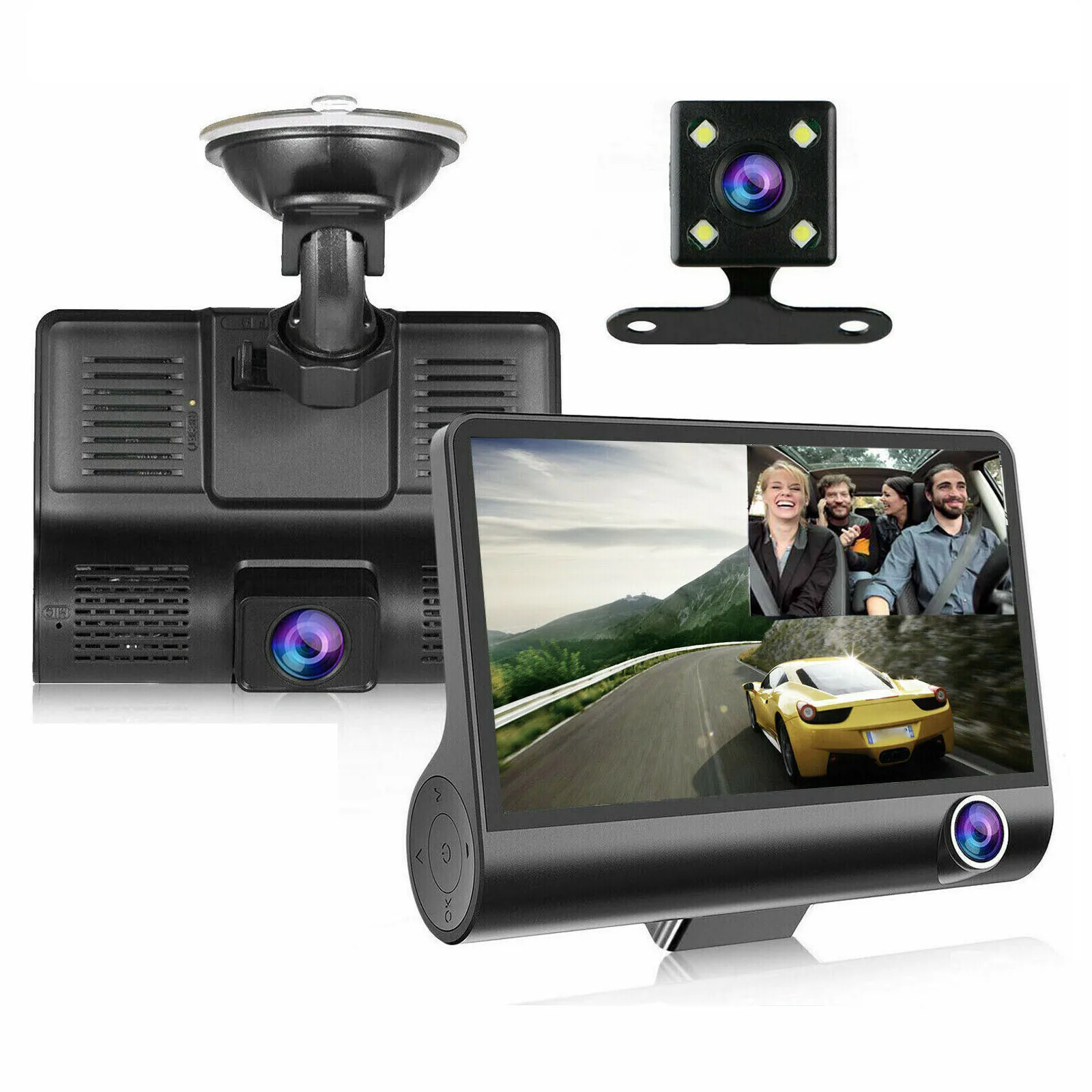 1080P Car Black Box Dash Camera 3 Ways Wide Angle Dash Cam