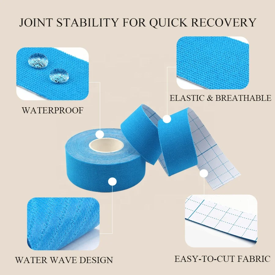 JINGBA FDA CE ISO Multiple Colors Custom Bulk Waterproof Breathable Muscle Pain Relief  for Gym Sport Fitness Kinesiology Tape