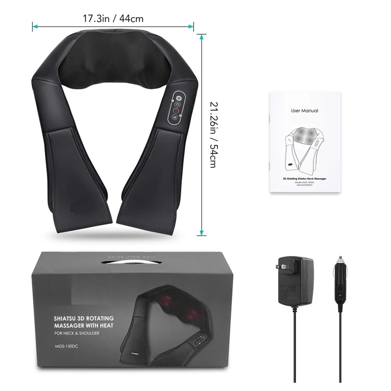 Глубокое разминание, 3 скорости, обезболивающее устройство, тепловой массажер для плеч, ног, всего тела, подушек для мышц, массажер для шеи.