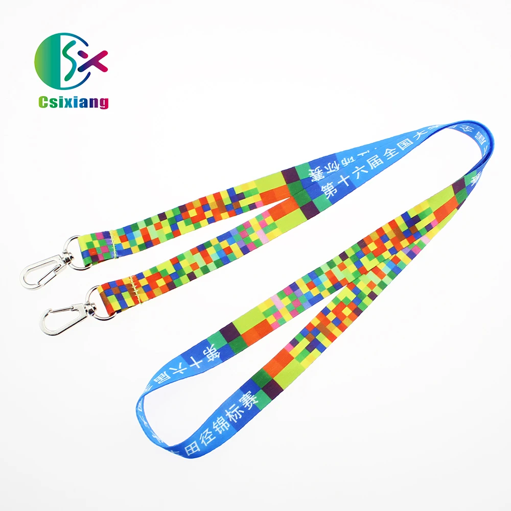 Customized Logo Sublimation Neck Strap With Double Hooks Conference Lanyard For Event