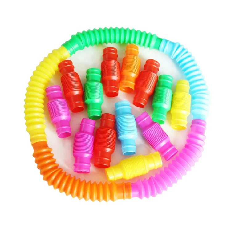Colorful stretch plastic mini Pop Tube DIY Building Fidget Pipe Toy