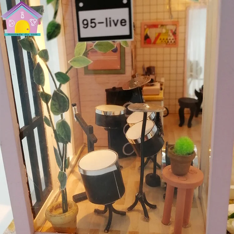 Hongda M903 Houguang studio Wooden Miniature Dollhouse Kit Mini Wooden Doll Houses For Girls With Light