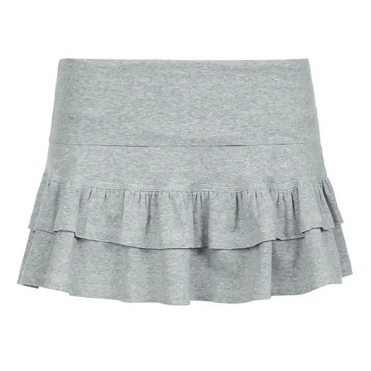 Street slim-fit lace up ruffled patchwork pleated skirt sweet and spicy women fashion mini skirt