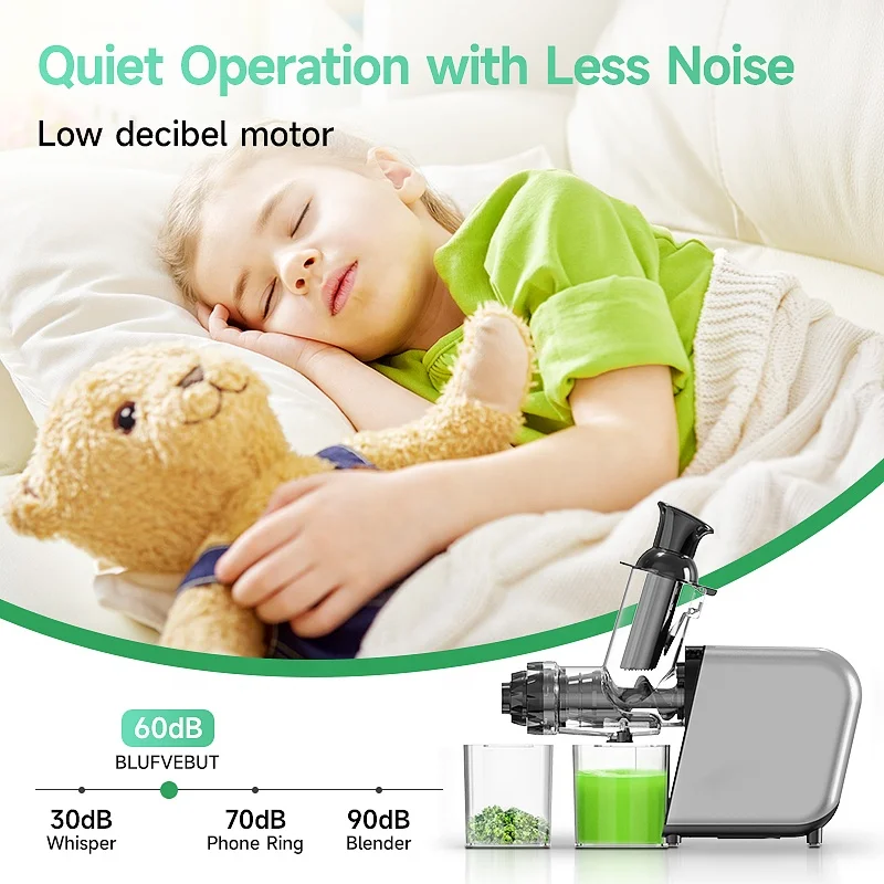 Strong Power Fresh Juicer Blender Cold Press Horizontal Masticating Slow Machine Juicer Machine for Home and Hotel