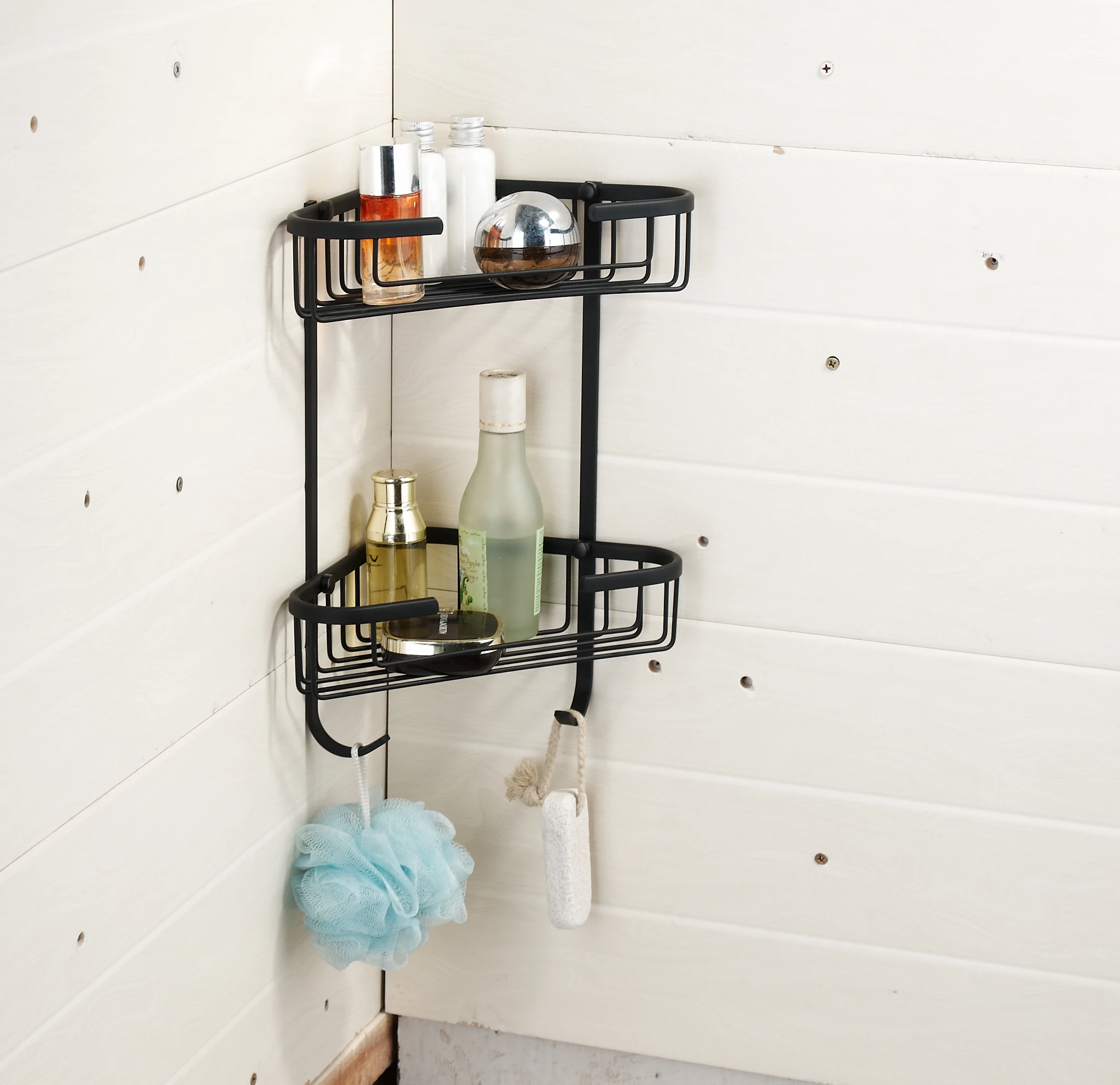 Triangle Bathroom Basket Shower Organizer Bath Shelf Rack Soap Container Corner Basket