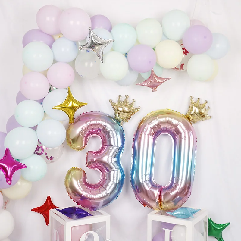 32inch Number Foil Balloons Digit Air Balloon Kids Birthday Party Wild One Decorations Figure Baby Shower Boy Girl Gifts Globos