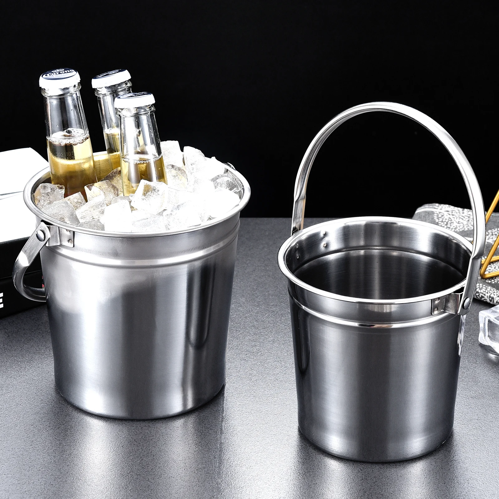 High quality two size cheap sustainable wine set unique custom party beer juice outdoor ice bucket stainless for sale