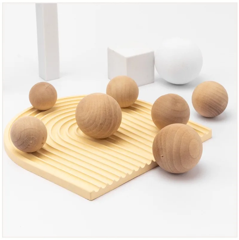 Wholesale log ball smooth natural wood non-porous DIY craft ball unprocessed decorative wood ball